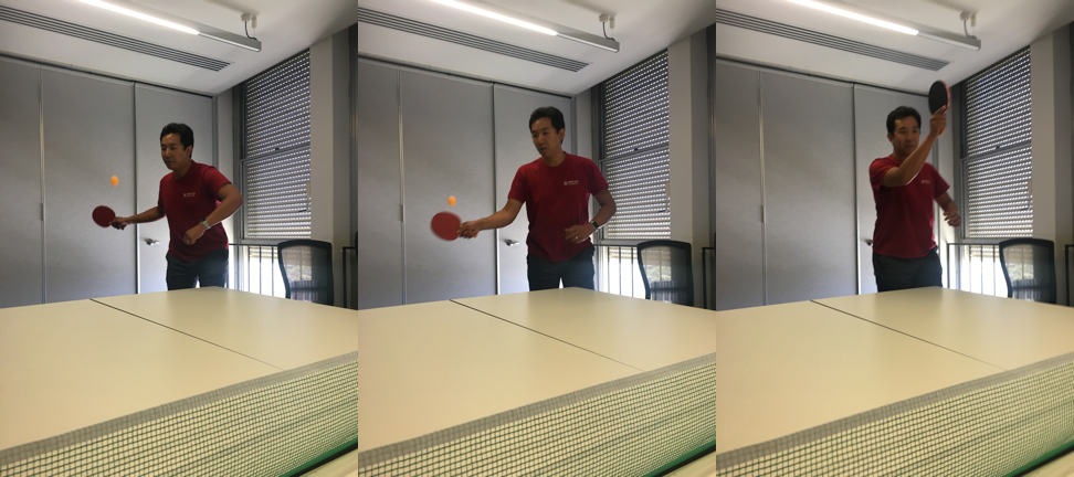 Roger Peng is playing table tennis